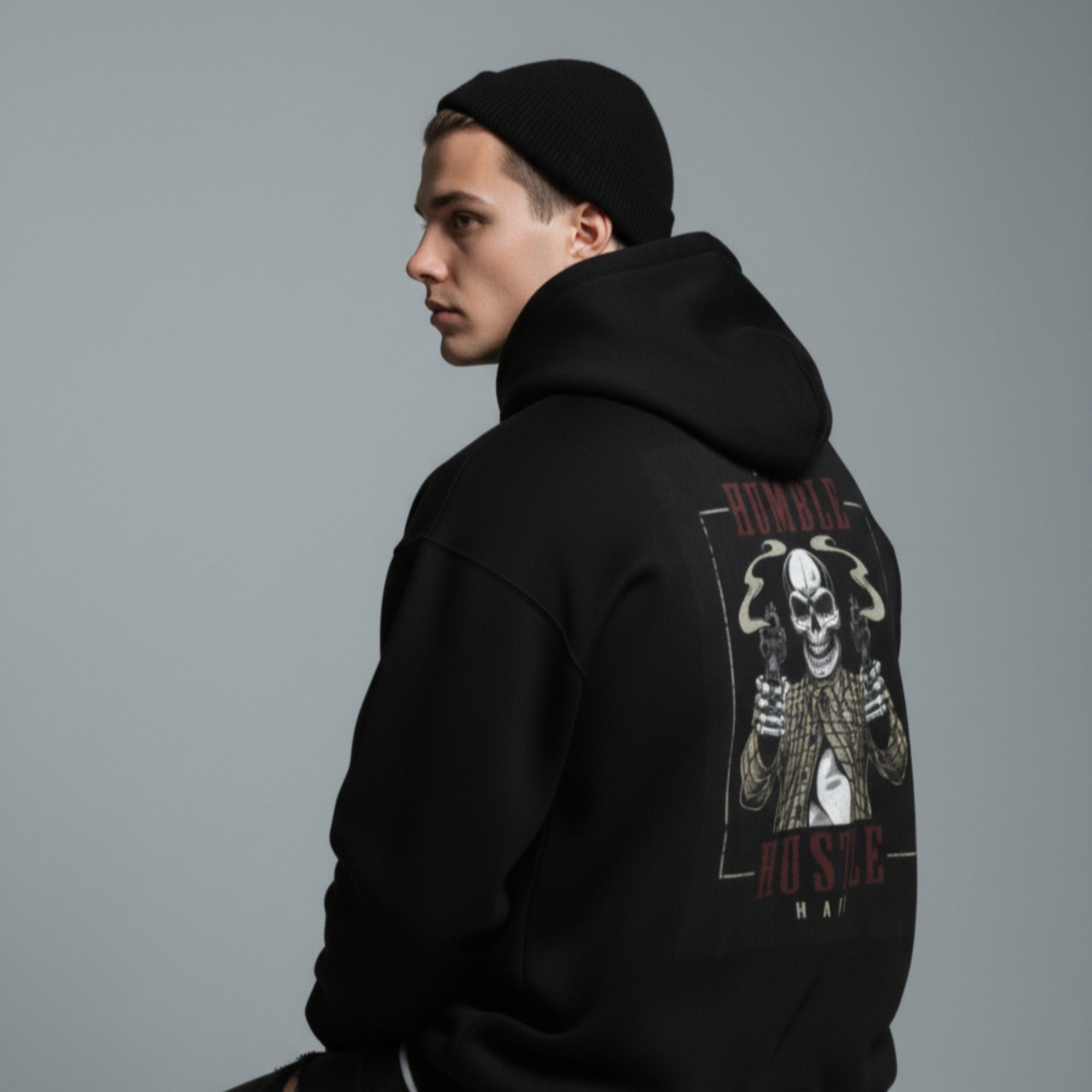 HUSTLER Oversized Black Hoodie