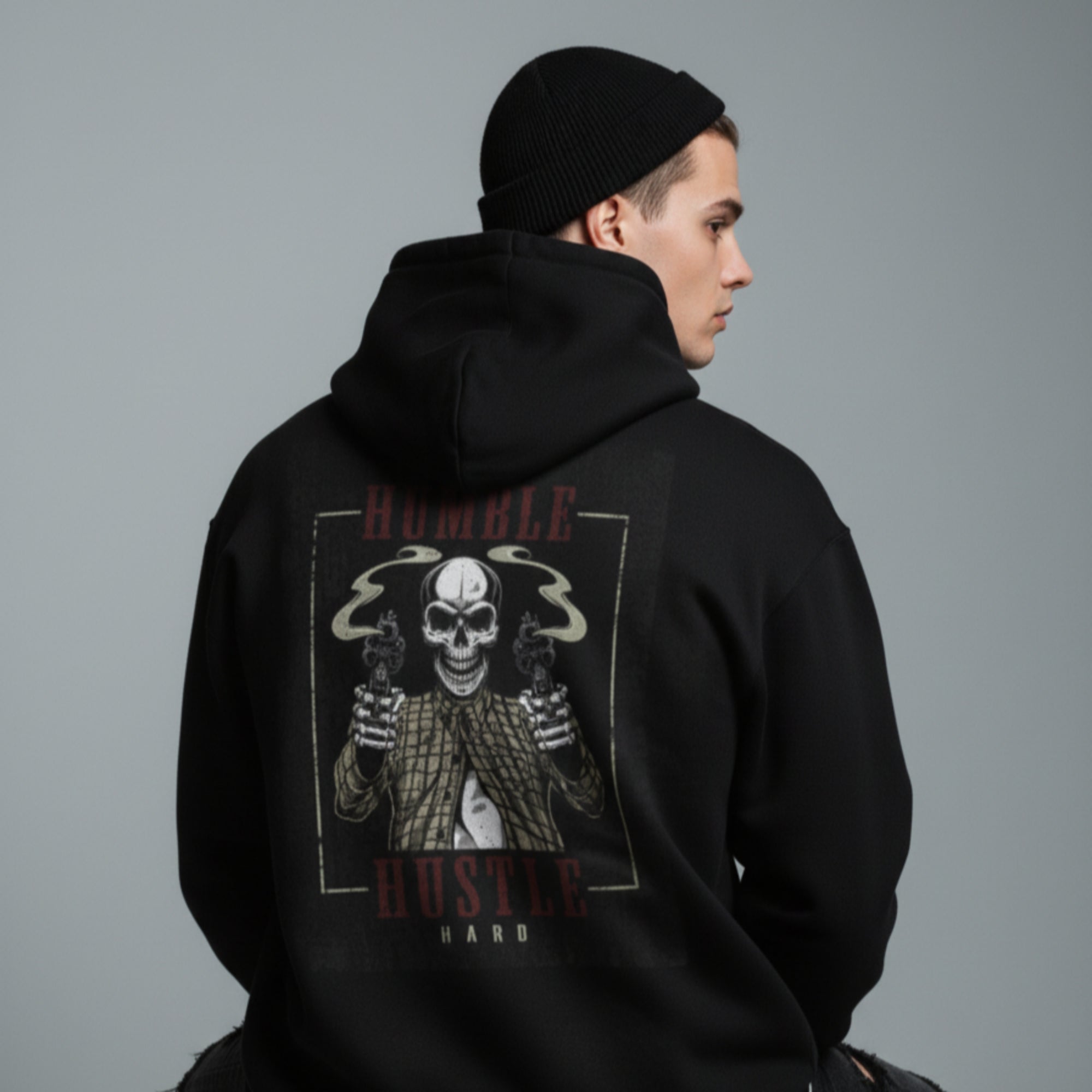 HUSTLER Oversized Black Hoodie